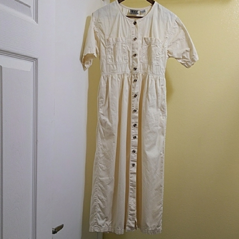 Vintage Cotton Yellow Denim Maxi‎ Dress - Sz 6